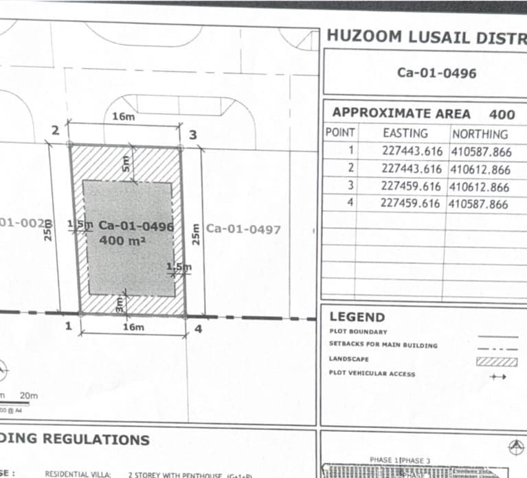 Residential Land for Sale in Huzoom Lusail (Lusail)