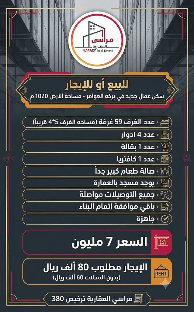 مبنى سكني للبيع في الصناعية