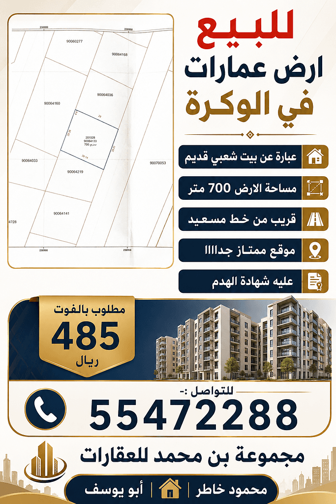 أرض سكنية للبيع في الوكرة